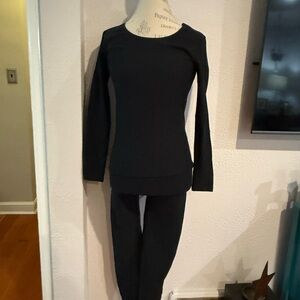 Women's Black Long Sleeve Top and Pants Set